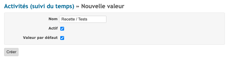 Création d'une activité
